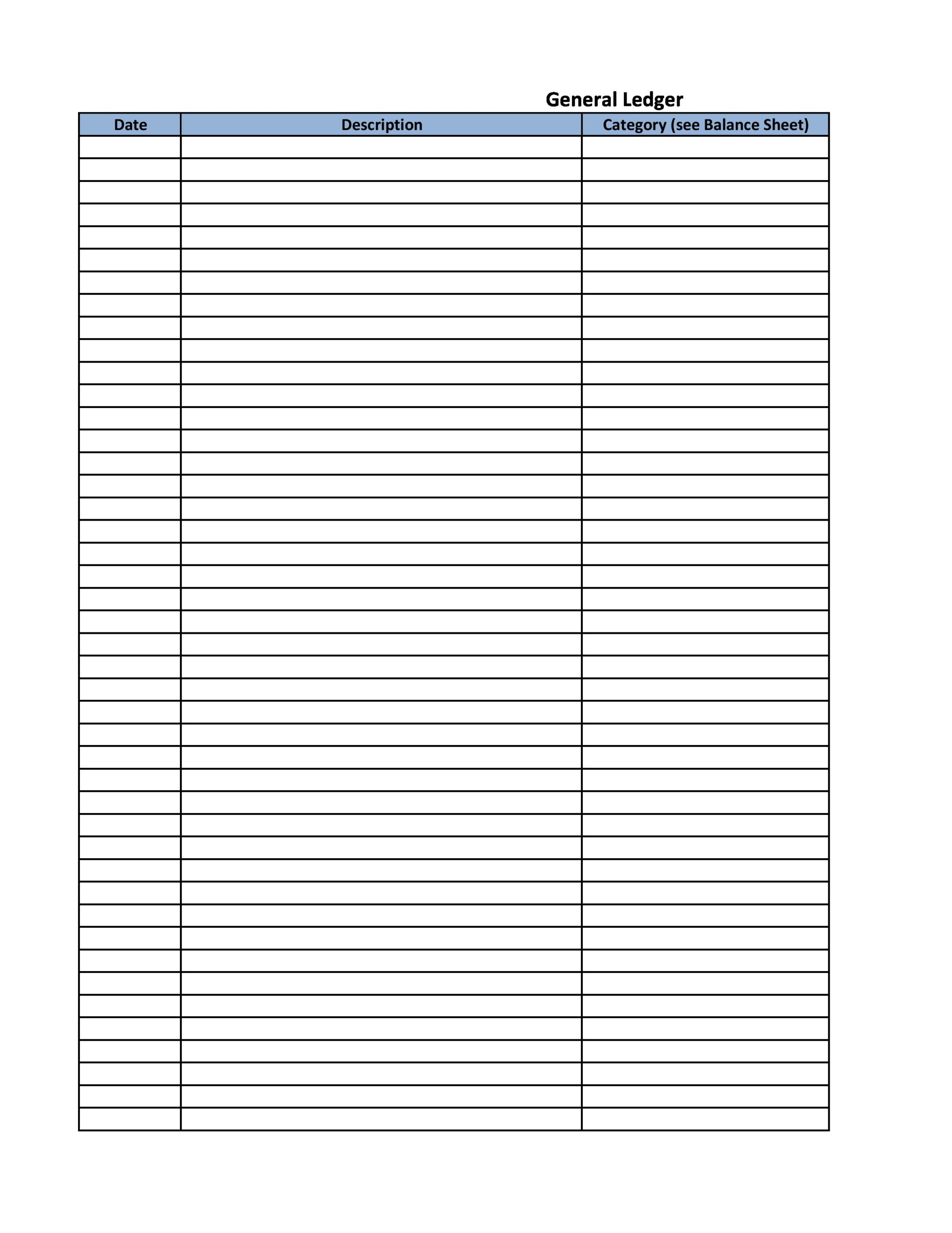 37 Perfect General Ledger Templates [Excel, Word] ᐅ TemplateLab - Worksheets Library for Free Printable Ledger Sheet Pdf