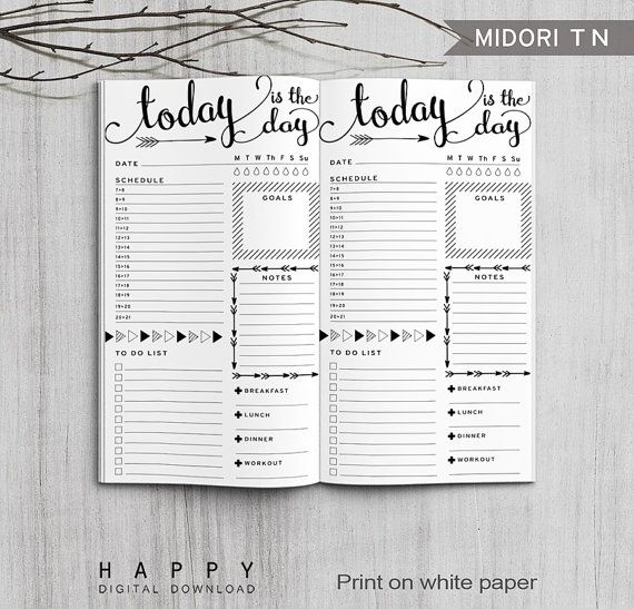 Printable Daily Bullet Journal Inserts, Midori Daily Spreadsheet ...