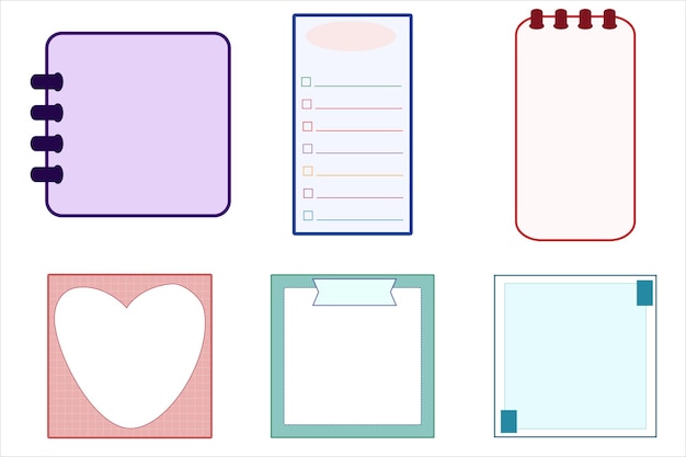 Premium Vector | Collection set of blank cute paper planner ...