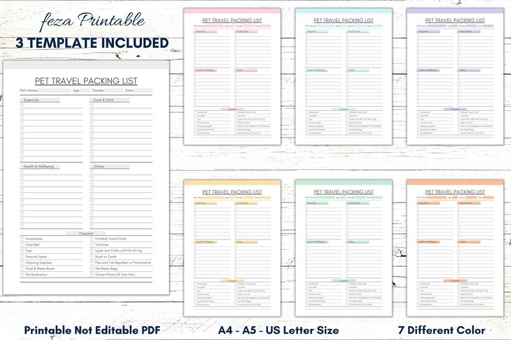 Printable Pet Travel Packing List, Pet Travel Packing Checklist ...