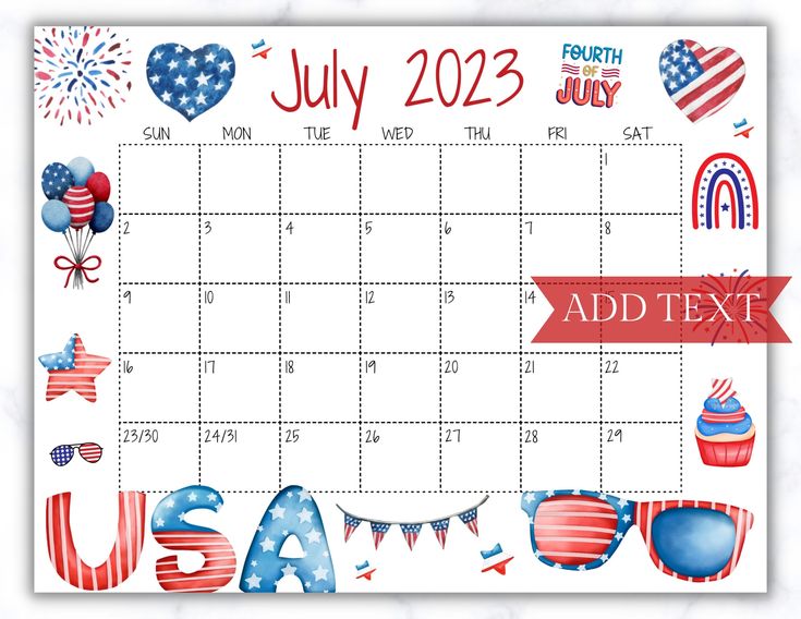 July 2023 Calendar - FREE Printable | Live Craft Eat