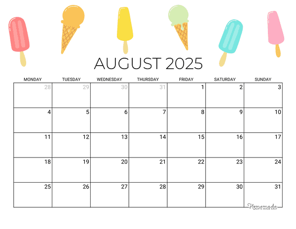 August Calendar | Free Printable Calendars and Templates