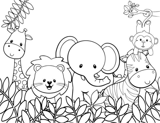 printable jungle animal coloring pages