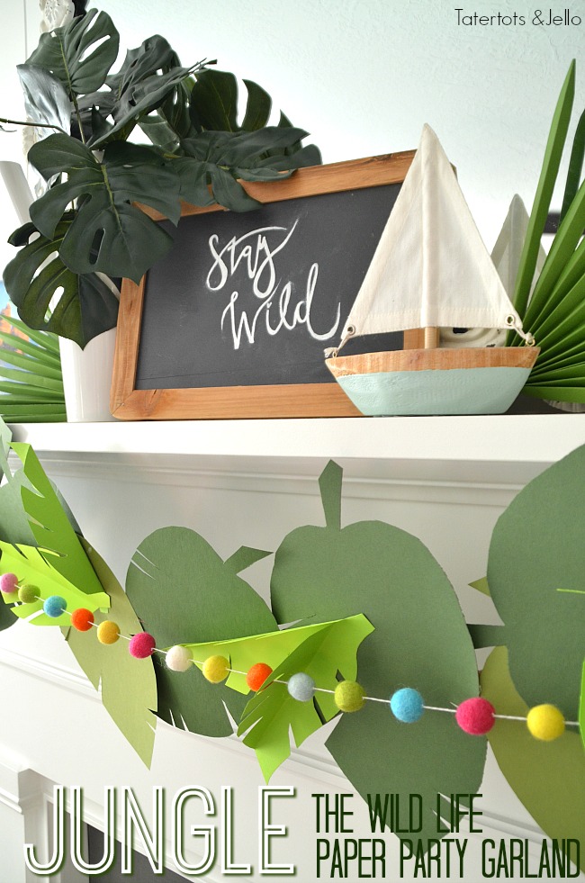 Jungle Leaf Party Garland and free leaf templates jungle party