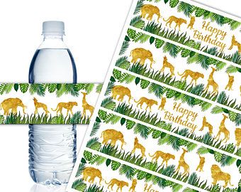 printable jungle water bottle labels