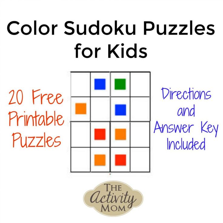 Free Printable Color Sudoku Puzzles for Kids - The Activity Mom