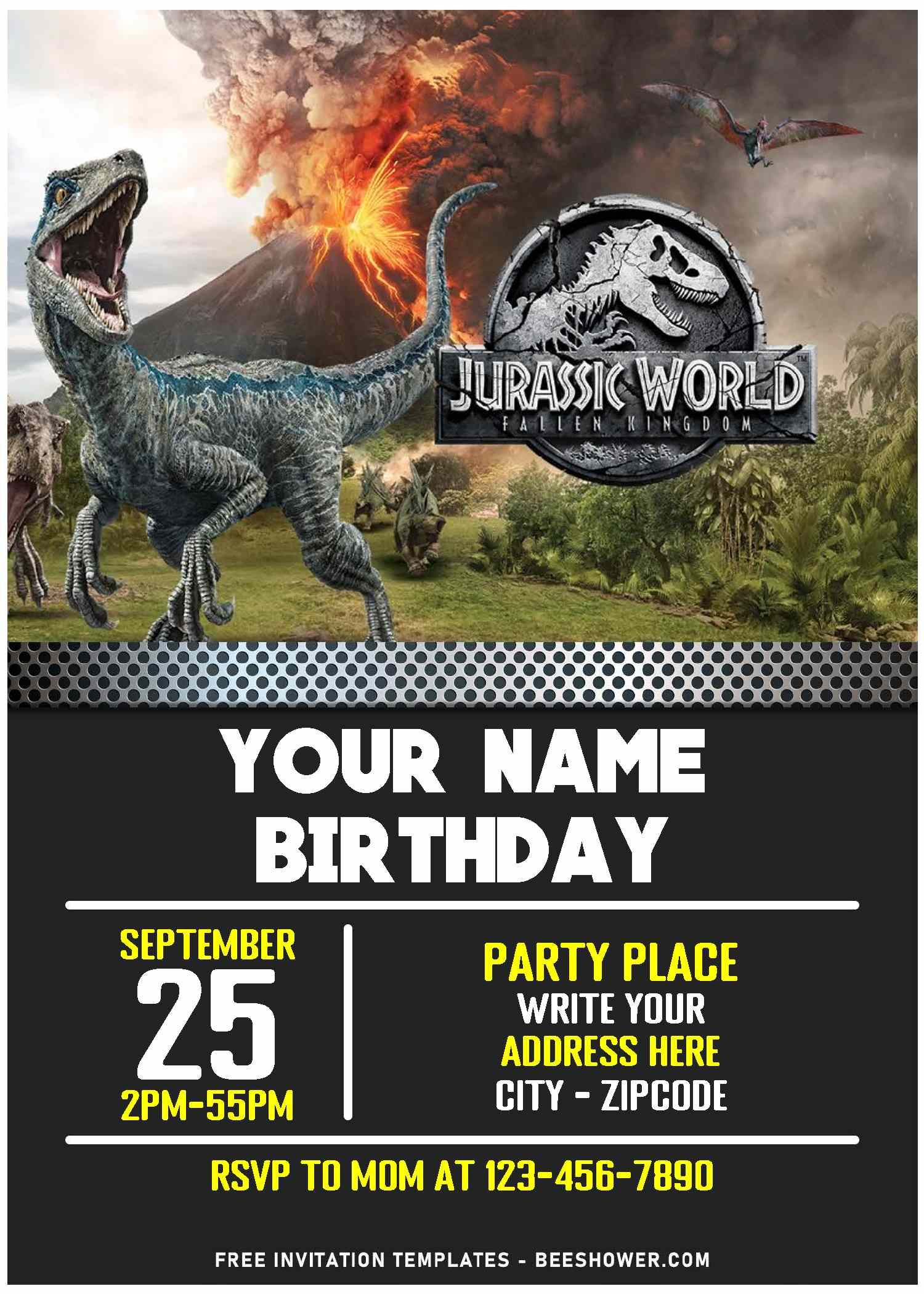 printable jurassic park birthday invitations