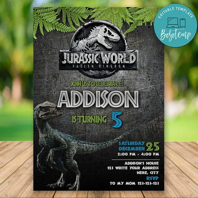 printable jurassic park birthday invitations