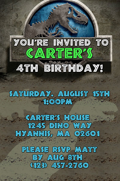 printable jurassic park birthday invitations