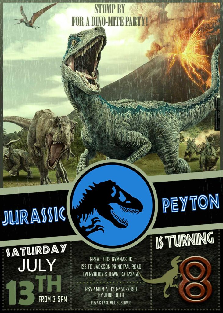 printable jurassic park birthday invitations