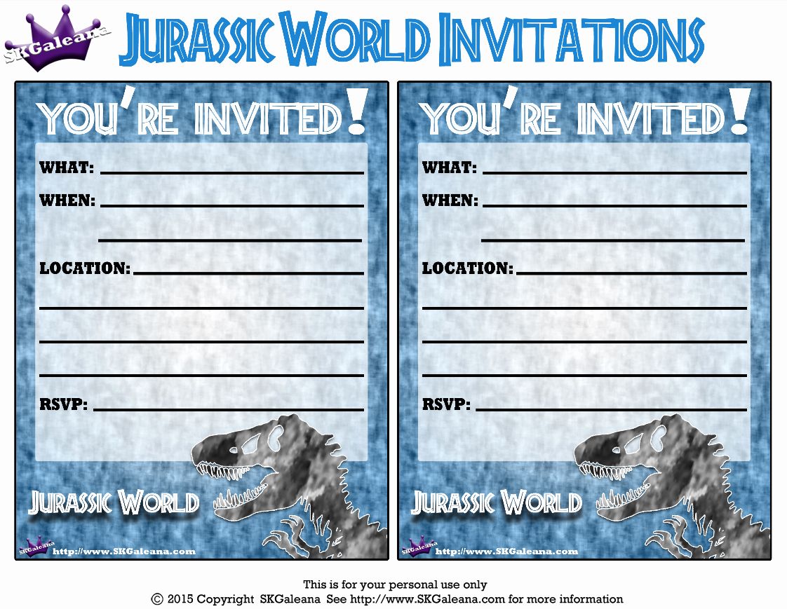 Jurassic World Invitation Template Free - Worksheets Library for Free Printable Jurassic World Invitations