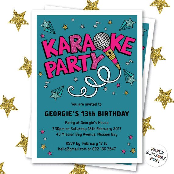 printable karaoke birthday party invitations