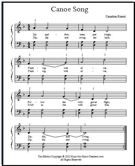 printable keyboard songs for beginners