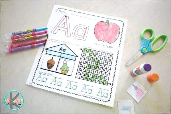 printable kindergarten alphabet worksheet