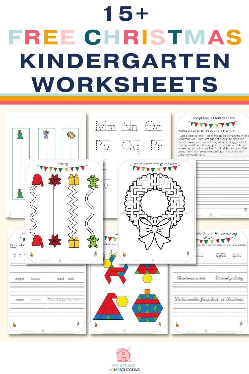 printable kindergarten christmas worksheets