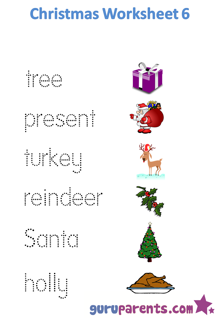 printable kindergarten christmas worksheets