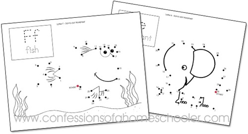 printable kindergarten dot to dot worksheets