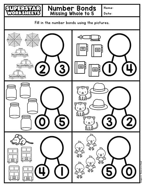 Number Bonds Worksheets for Kindergarteners Online SplashLearn