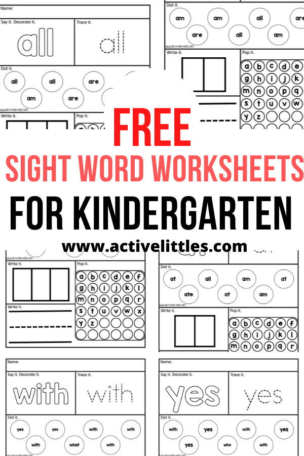 Free Printable Sight Word Worksheets for Kindergarten - Active Littles