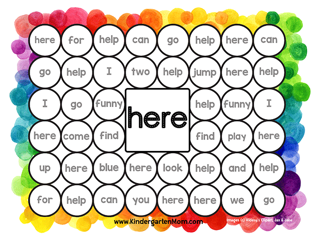 printable kindergarten sight words