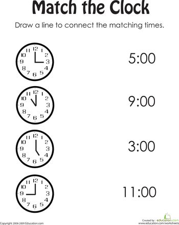 Match the Clock | Interactive Worksheet 