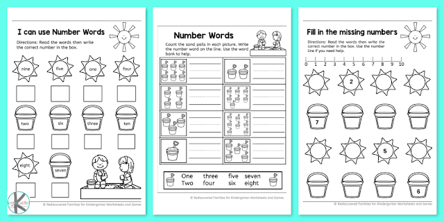 FREE Summer Kindergarten Math Worksheets
