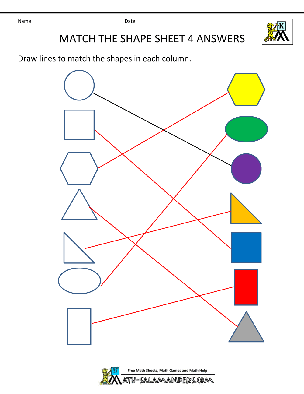 printable kindergarten worksheet shapes