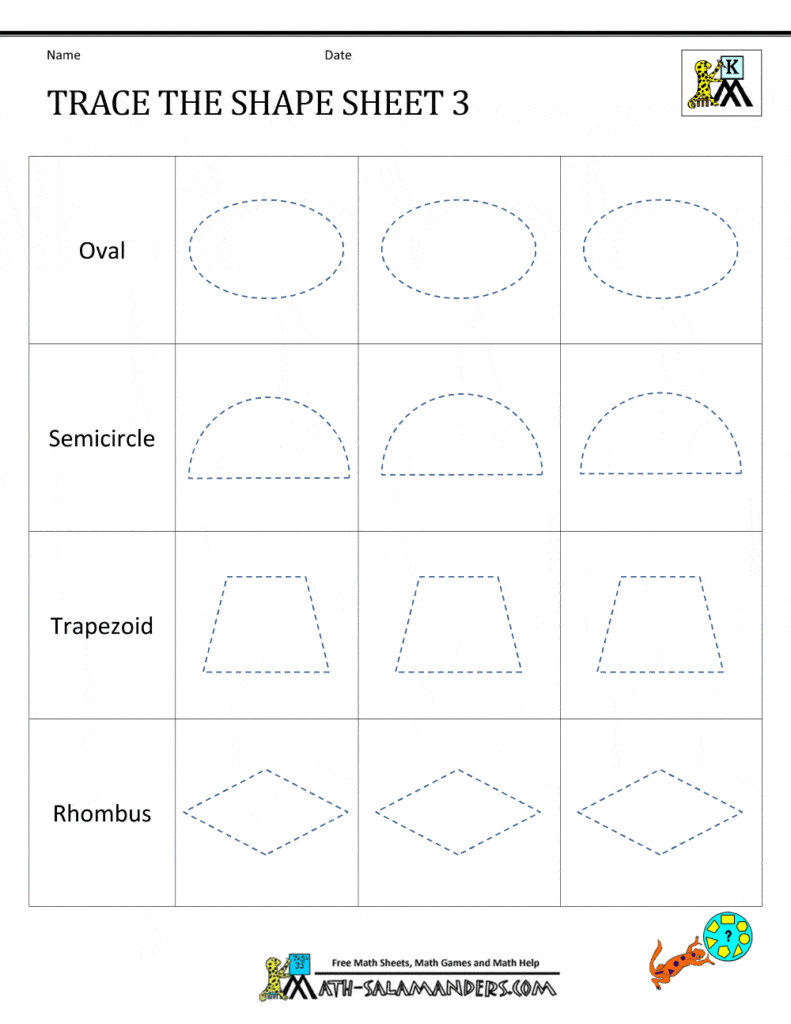 printable kindergarten worksheet shapes