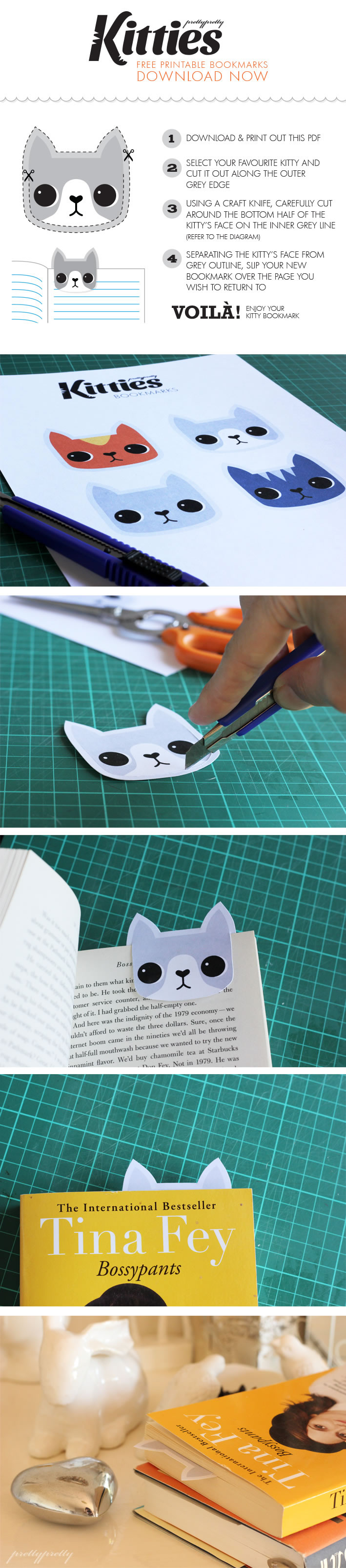 printable kitten bookmarks