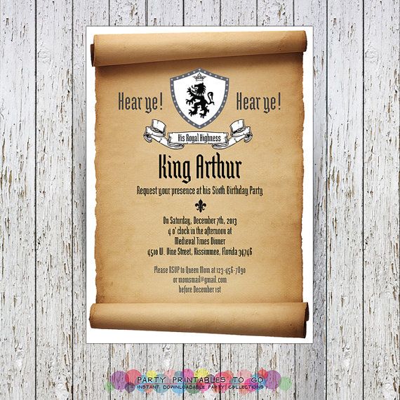 printable knight invitations