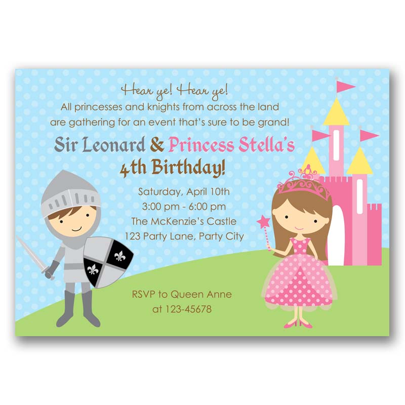 Princess and Knight Birthday Invitation (Printable / Printed ...
