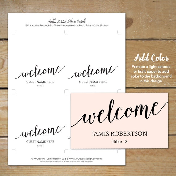 printable kraft paper place cards