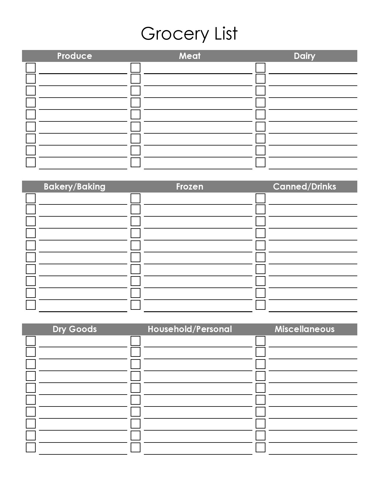 40 Best Master Grocery List Templates [Printable] ᐅ TemplateLab