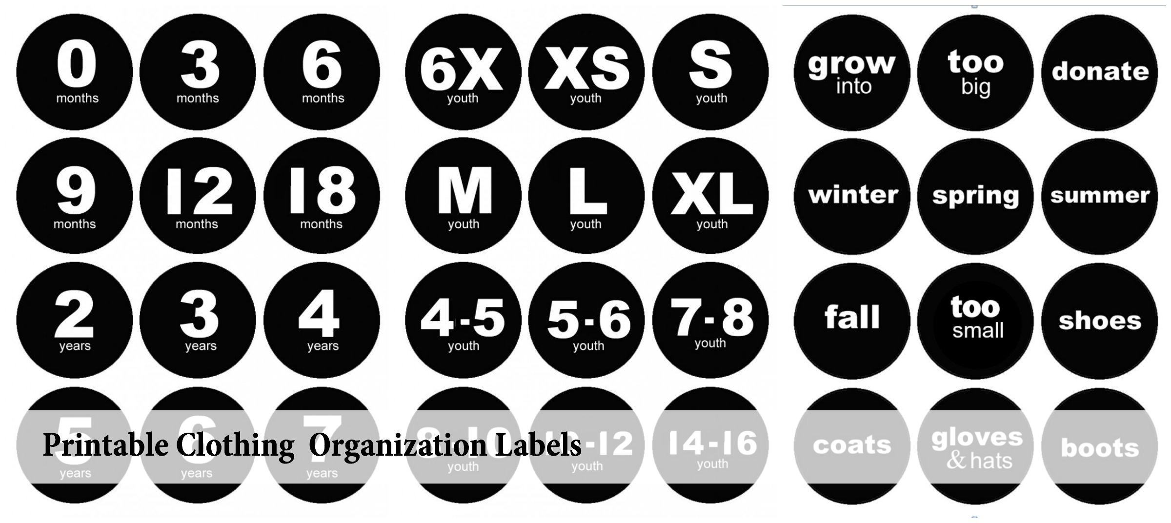 Printable Clothing Organization Labels - The Idea Room