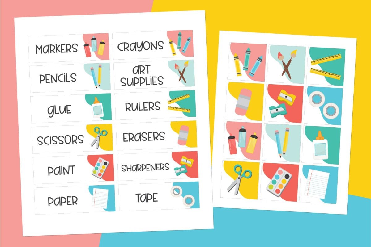printable labels school supplies