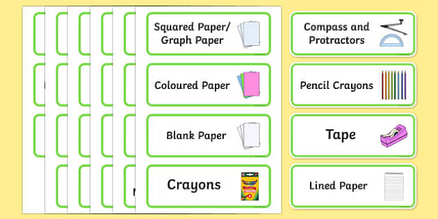 printable labels school supplies