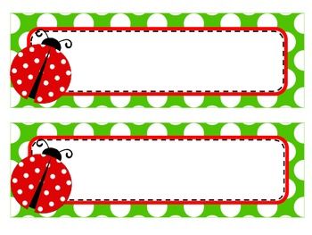 Ladybug Theme Name Tags and Labels