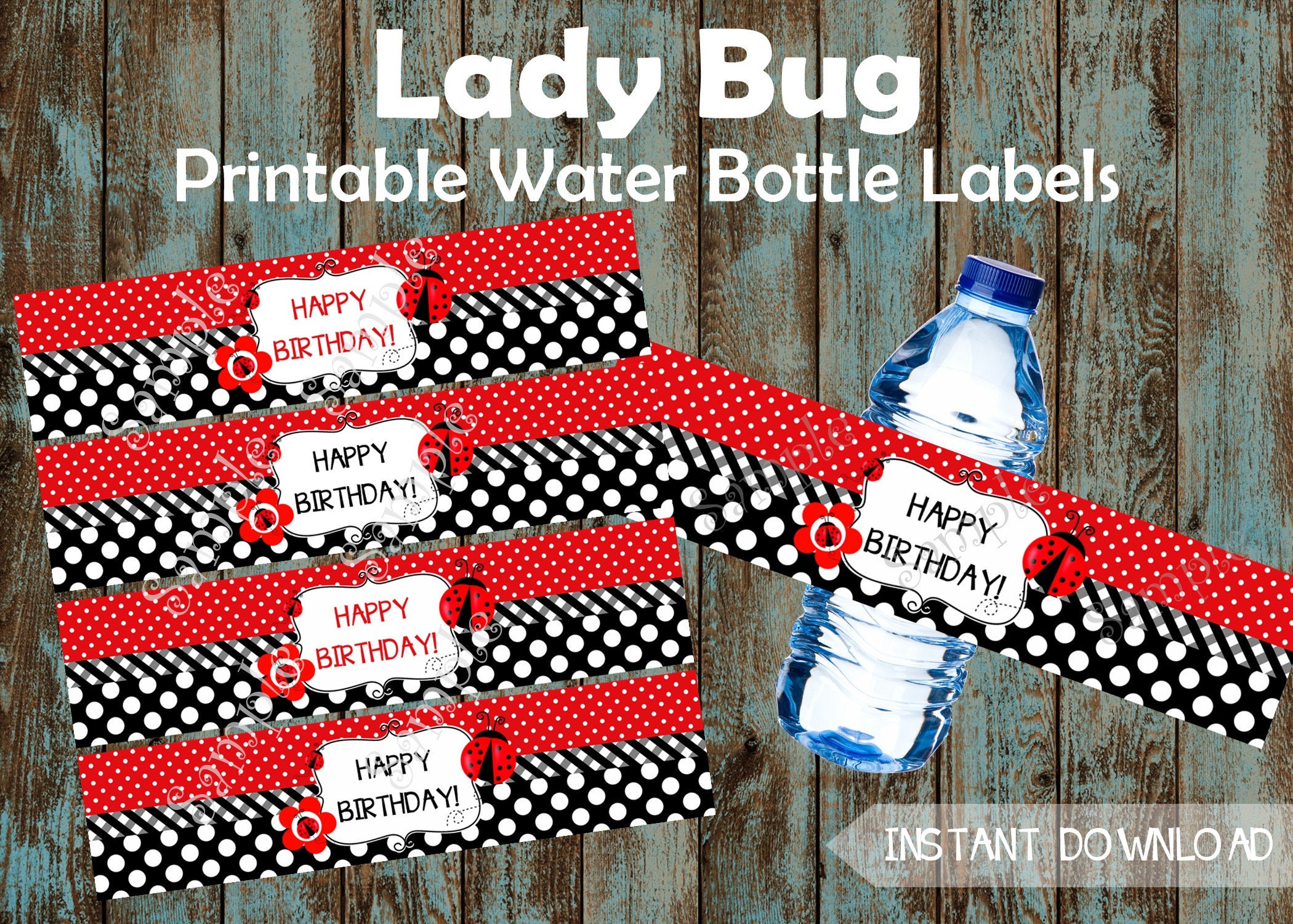 Printable Ladybug Water Bottle Labels, Ladybug Happy Birthday ...