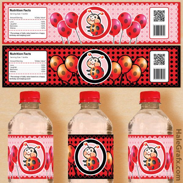 printable ladybug water bottle labels