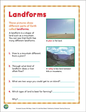 Landforms: Map Skills (Grade 2) | Printable Maps, Skills Sheets