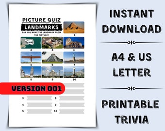 Printable Picture Quiz Landmarks Pub Quiz Picture Round Famous ...
