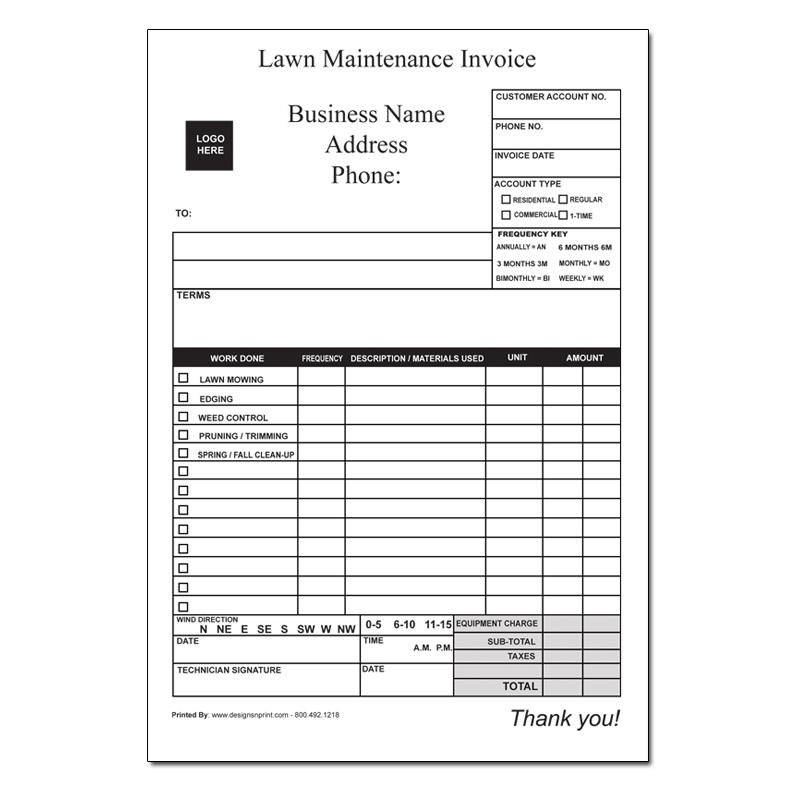 Landscaping Invoice: 5.5 x 8.5 | DesignsnPrint