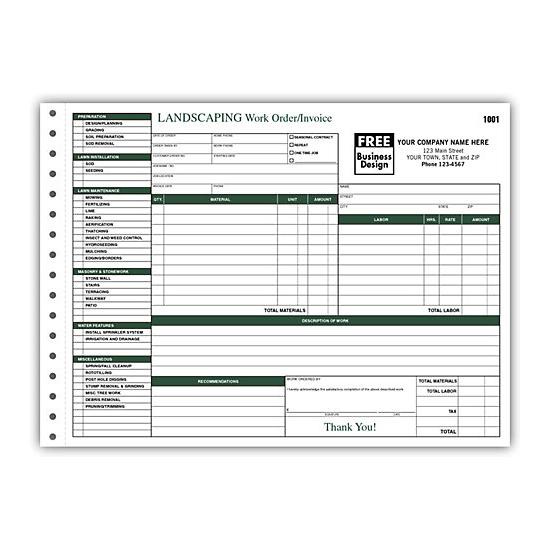 Landscaping Invoice Forms - Work Orders - Proposals | DesignsnPrint
