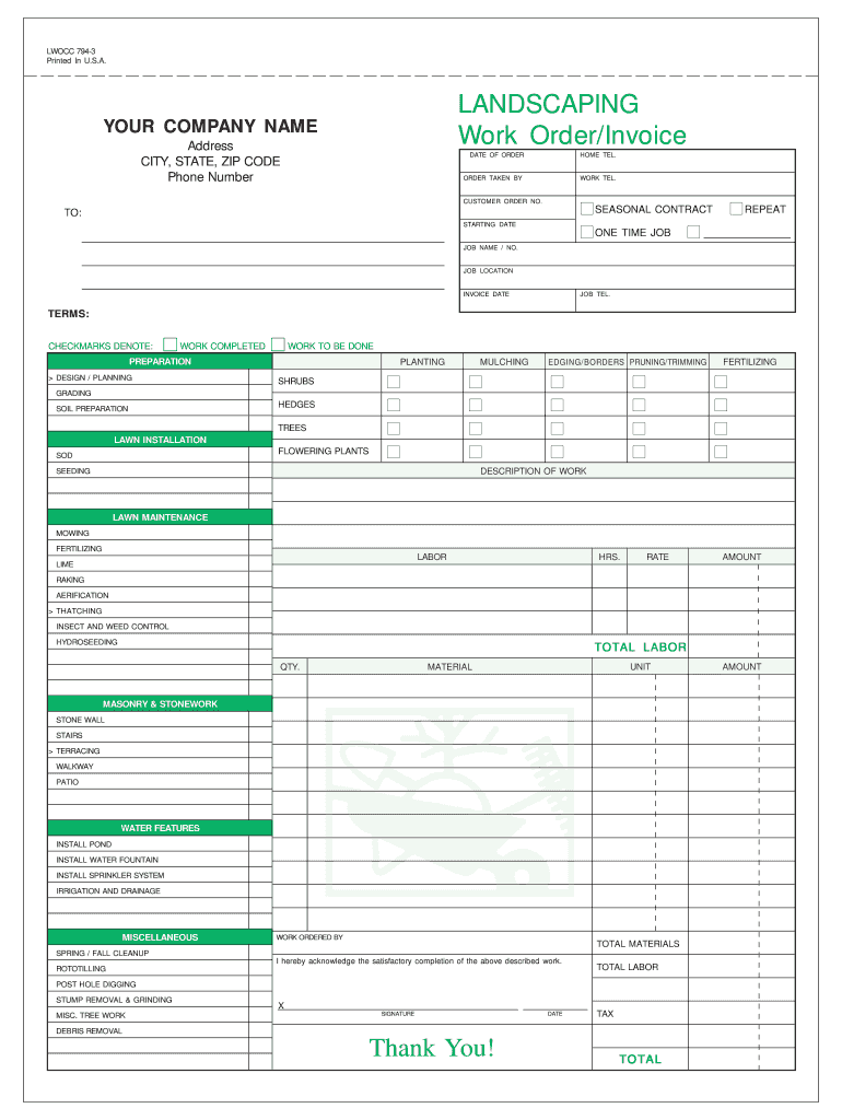 Landscaping Invoice Template - Fill Online, Printable, Fillable ...