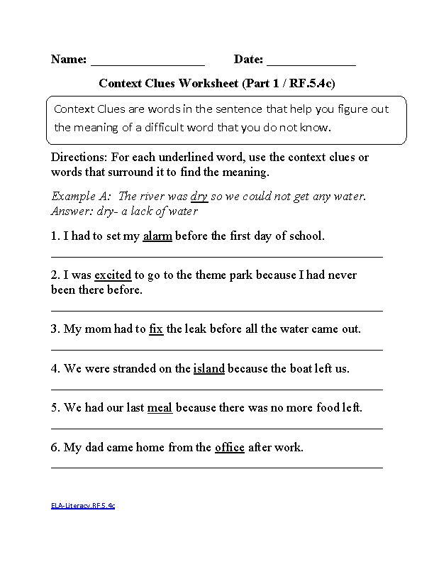 printable language arts worksheet for 5th grade