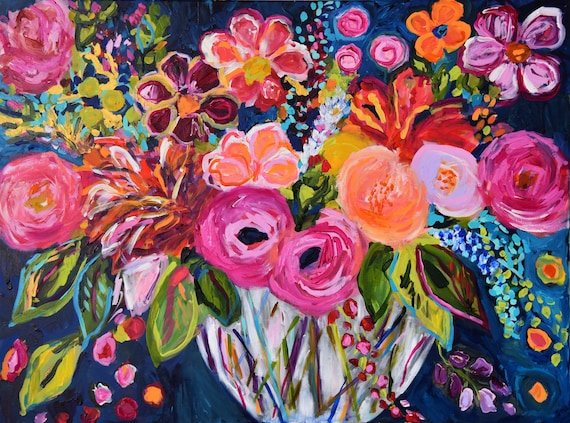 Fine Art Print, Hand Painted Canvas Print, Large Still Life ...