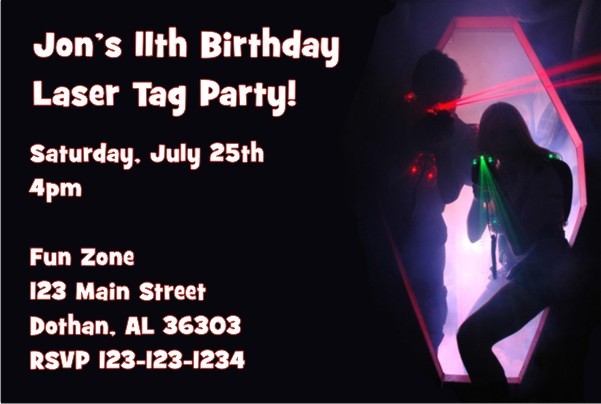Laser Tag Party Invitations | Personalise Online Plus Free ...