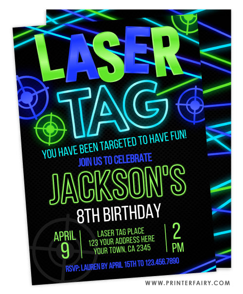 Laser Tag Birthday Party Invitation | PrinterFairy