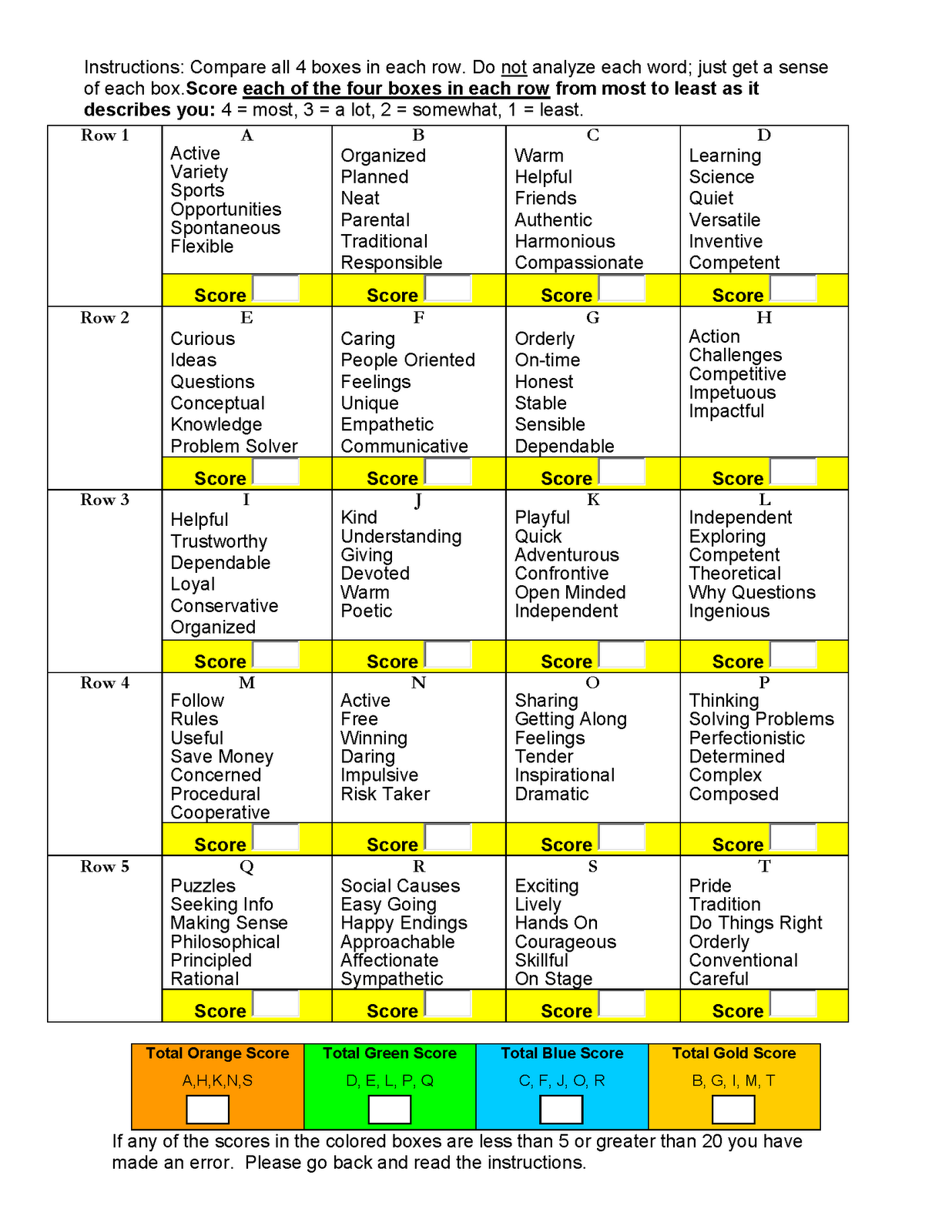 printable leadership personality test