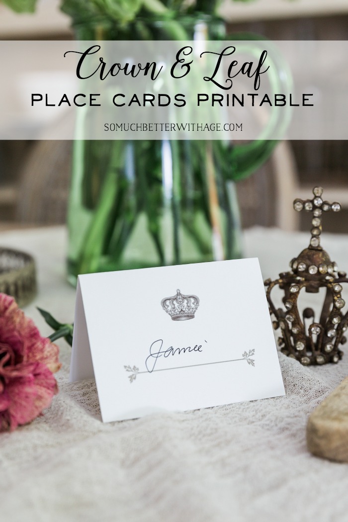Crown and Leaf Place Cards - Free Printable - Jamie Lundstrom